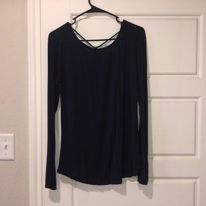Blue backless blouse